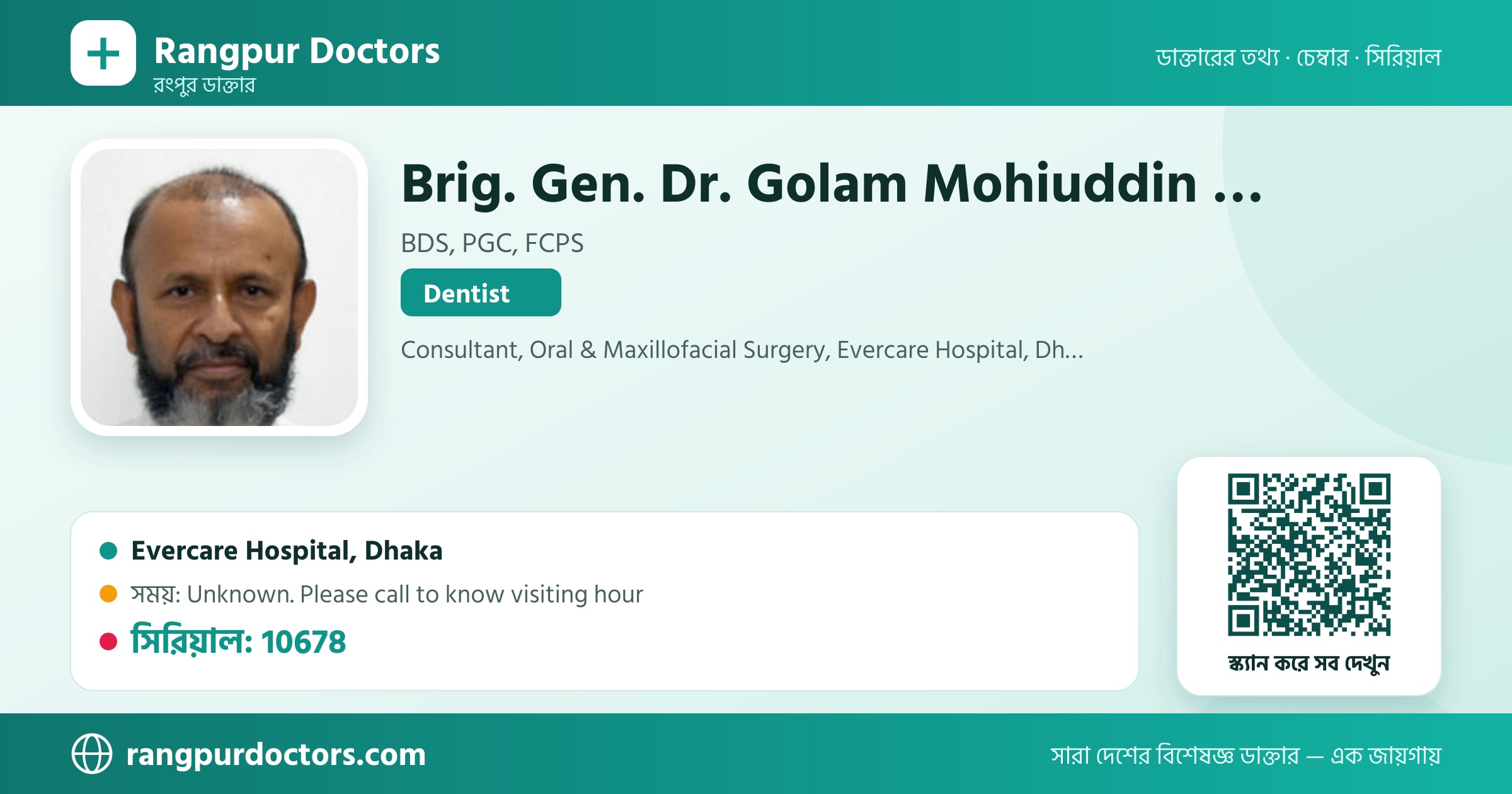 Brig. Gen. Dr. Golam Mohiuddin Chowdhury — share card