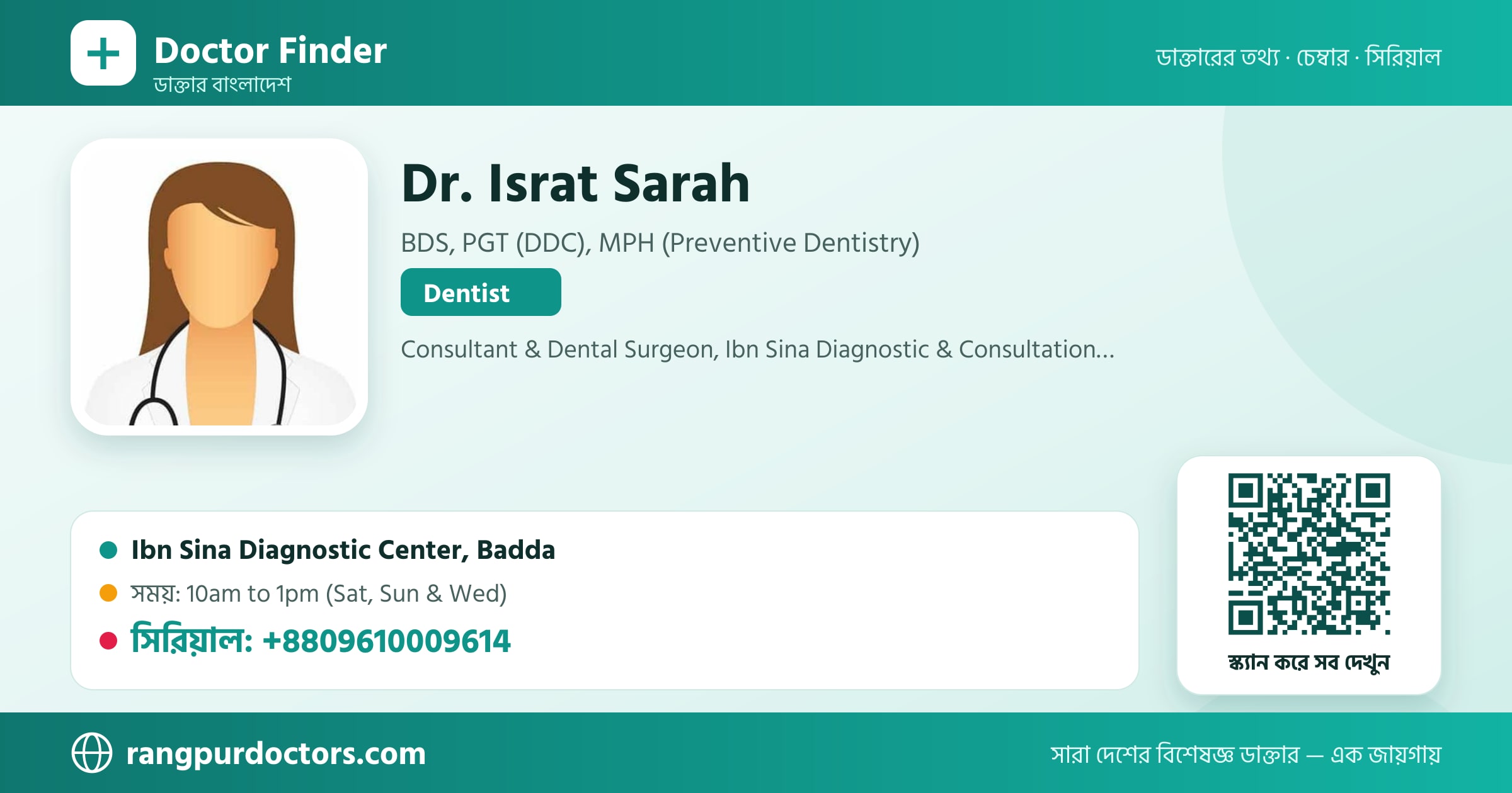 Dr. Israt Sarah — share card