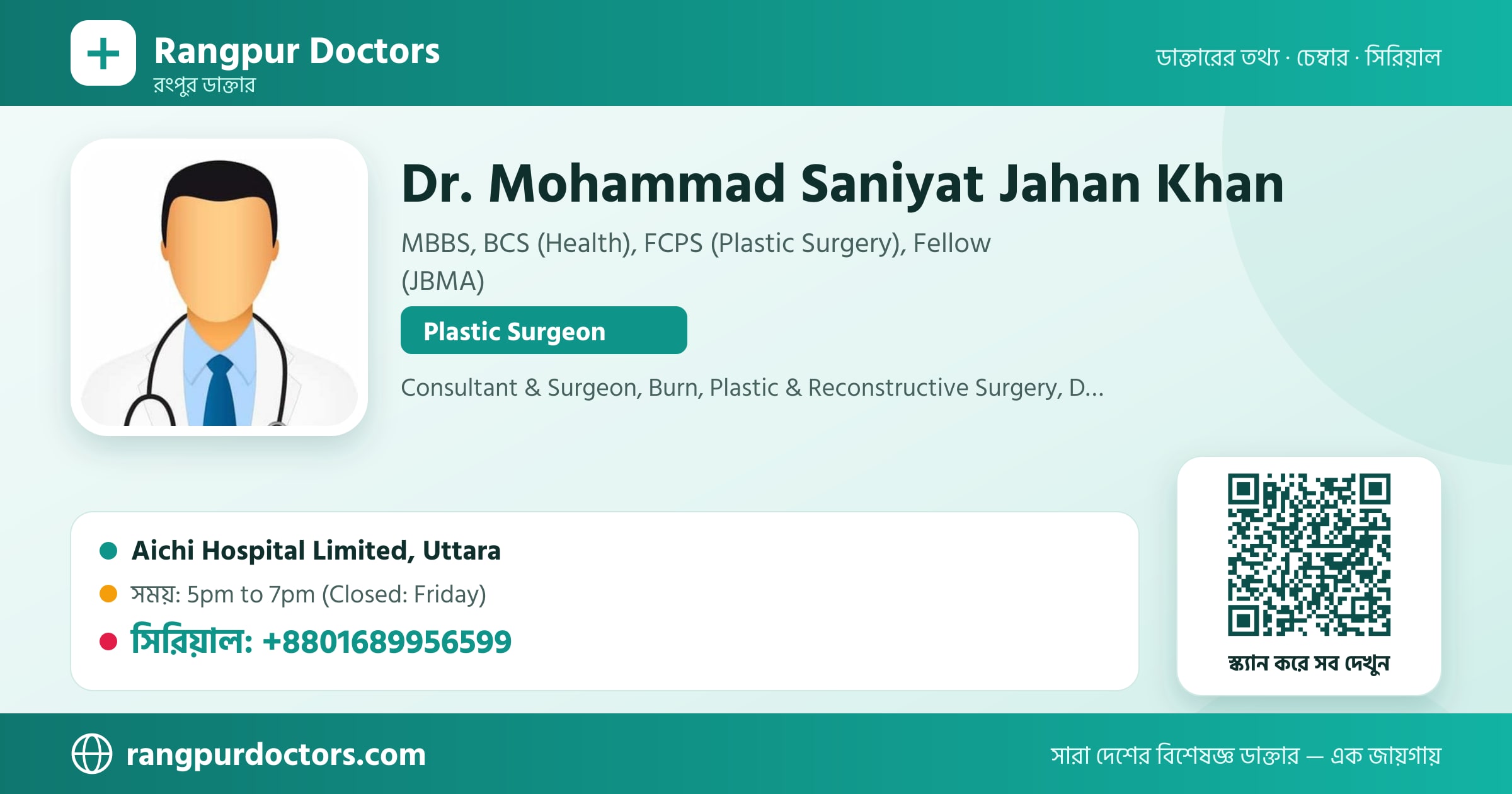 Dr. Mohammad Saniyat Jahan Khan — share card