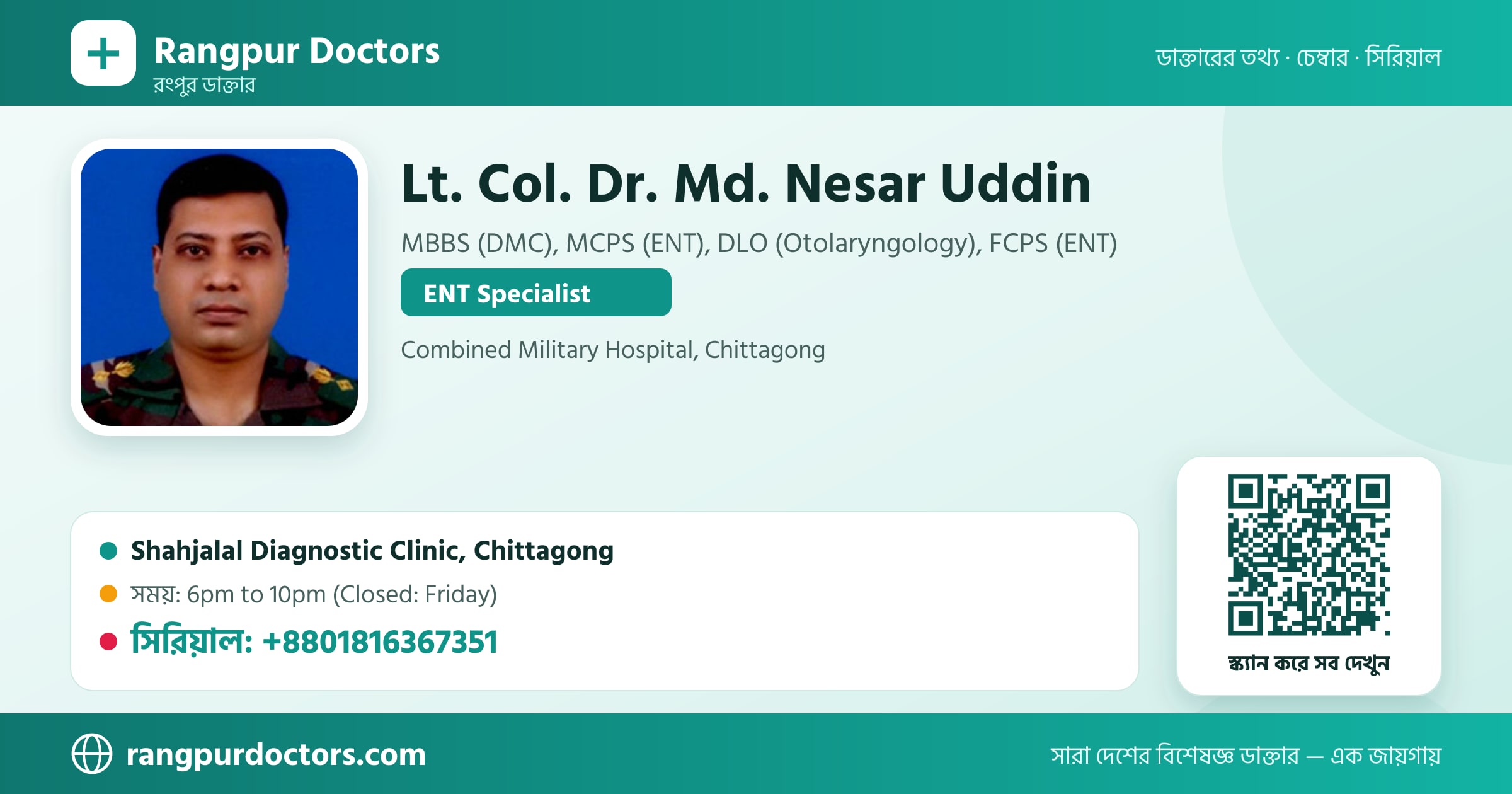 Lt. Col. Dr. Md. Nesar Uddin — share card