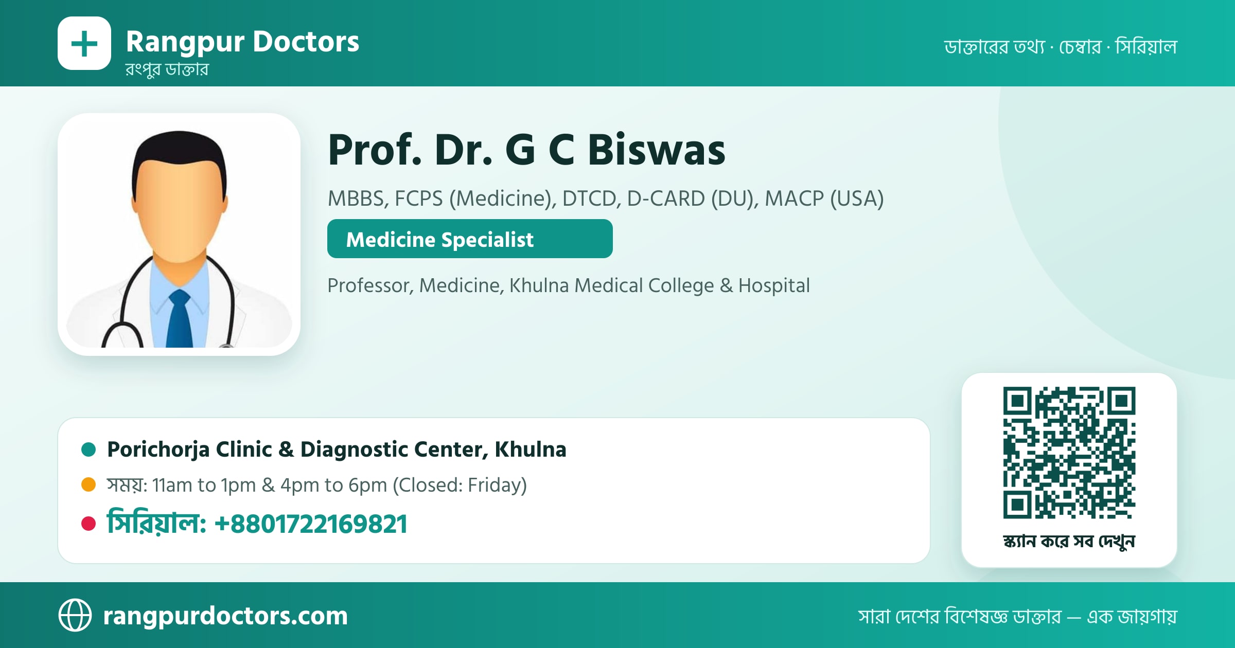 Prof. Dr. G C Biswas — share card