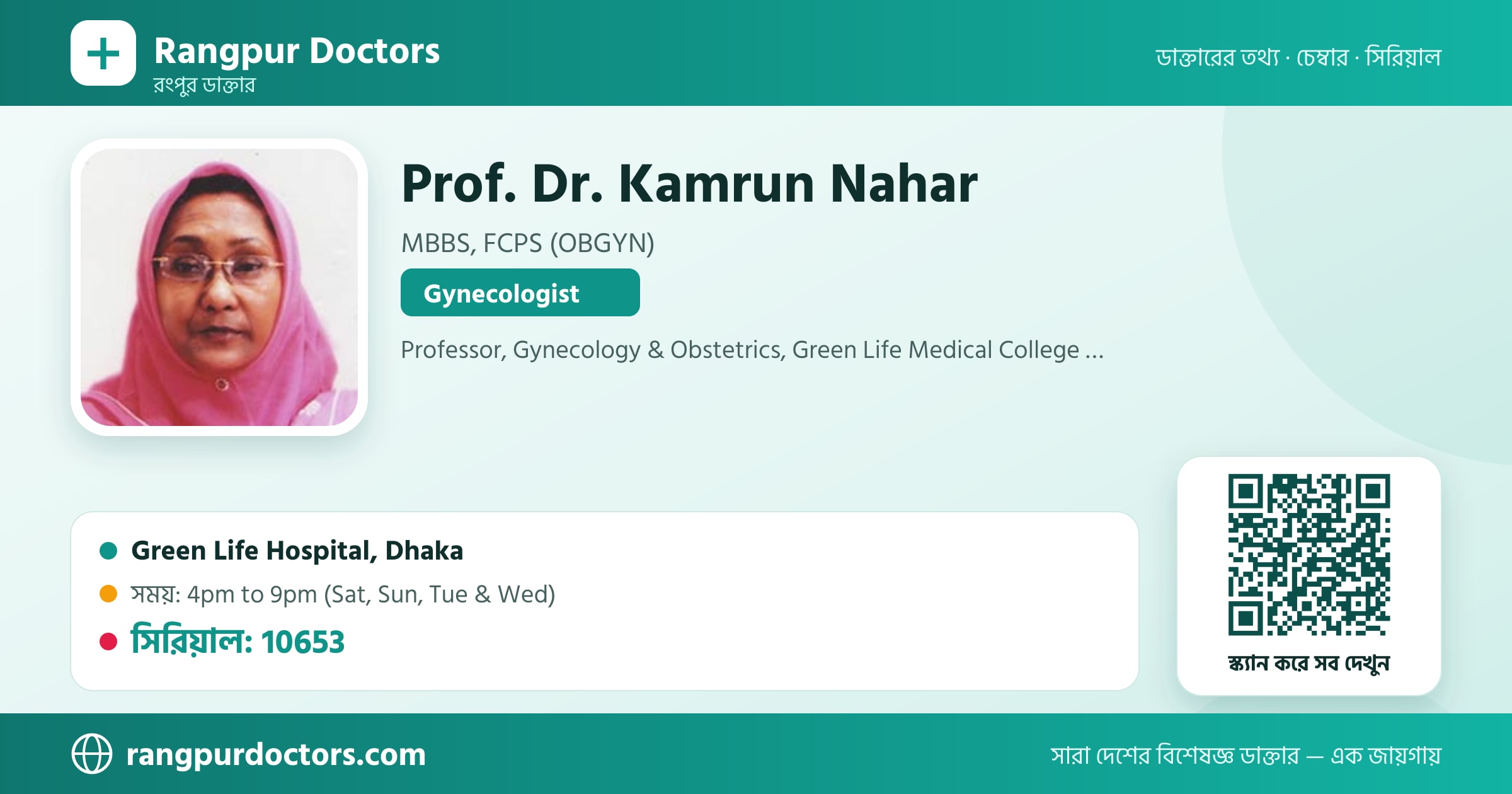 Prof. Dr. Kamrun Nahar — share card