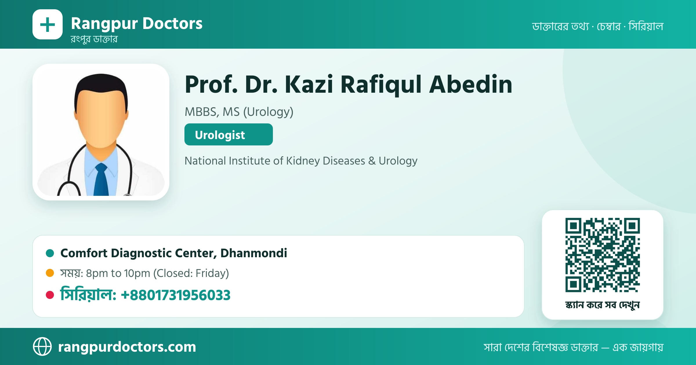 Prof. Dr. Kazi Rafiqul Abedin — share card