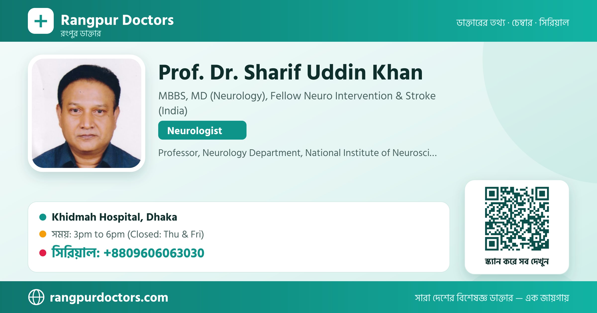 Prof. Dr. Sharif Uddin Khan — share card