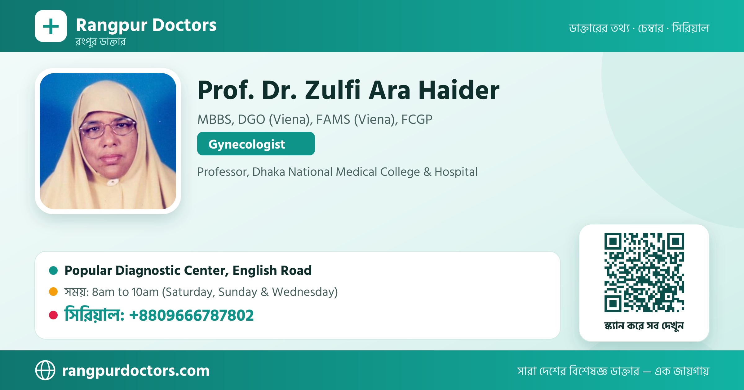 Prof. Dr. Zulfi Ara Haider — share card